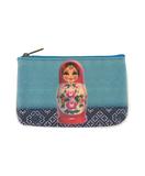 Valia Ukrainian smily doll print faux leather pouch - Mlavi vegan leather