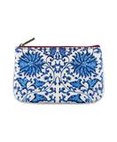 Chinese blue & white porcelain print faux leather pouch