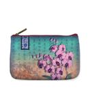 Vintage style orchid flower print faux leather pouch