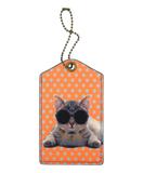 Cool cat with sunglass faux leather luggage tag - Mlavi
