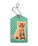 Green eye kitten faux leather luggage tag - Mlavi
