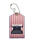 Retro typewriter print faux leather luggage tag