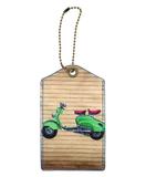 Retro scooter faux/vegan leather luggage tag