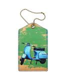 Retro scooter faux/vegan leather luggage tag