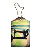 Retro sewing machine faux/vegan leather luggage tag