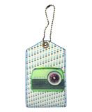 Retro radio faux/vegan leather luggage tag