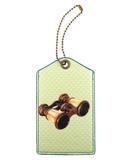 Retro binoculars print faux leather luggage tag