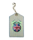 Retro union jack clock print faux leather luggage tag