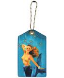 Mermaid print faux leather luggage tag