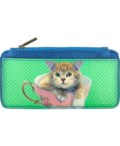Adorable blue eye cat vegan leather card holder BH-CAT004