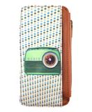 Retro radio vegan leather cardholder