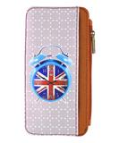 Retro union jack clock vegan leather cardholder