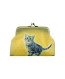 Happy kitty faux leather kiss lock frame coin purse