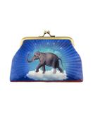 Elephant faux leather kiss lock frame coin purse