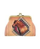 Horse print faux leather kiss lock frame coin purse