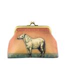 Horse print faux leather kiss lock frame coin purse