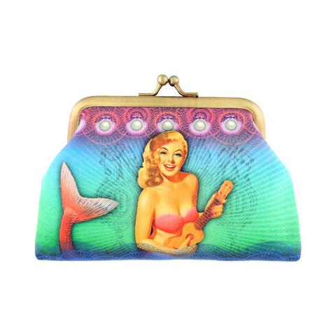 Shop Mlavi's retro pinup gilr style mermaid vegan leather kiss lock frame coin purse. Wholesale available at /3e74ba1b4bacd089a58ff5987796ed8e/mlavi-mermaid-themed-vegan-bag-wallet-accessories-wholesale.html