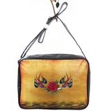 Love birds tattoo style print large messenger/laptop bag