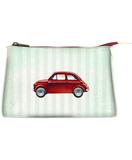 Retro Fiat car faux leather print makeup pouch