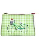 Retro bicycle faux leather print makeup pouch