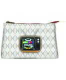 Retro TV faux leather print makeup pouch