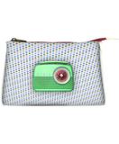 Retro radio faux leather print makeup pouch