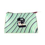 Retro Polaroid instant camera faux leather print makeup pouch