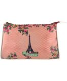 Vintage looking faux leather Paris Eiffel Tower print makeup pouch, Wholesale available at www.mlavi.com