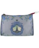 Vintage looking faux leather Paris Eiffel Tower print makeup pouch, Wholesale available at www.mlavi.com