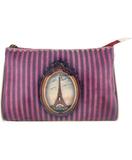 Vintage looking faux leather Paris Eiffel Tower print makeup pouch, Wholesale available at www.mlavi.com