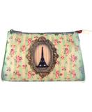 Vintage looking faux leather Paris Eiffel Tower print makeup pouch, Wholesale available at www.mlavi.com