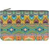 Aztec print vegan faux leather medium flat makeup pouch
