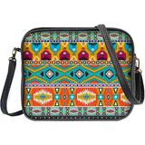Aztec print vegan faux leather cross body bag / toiletry bag