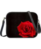 Rose flower print faux leather cross body bag / toiletry bag