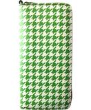 Houndstooth print faux leather large wristlet zipper wallet