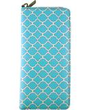 Moroccan print faux leather large wristlet zipper wallet