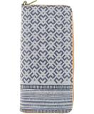 Happo print faux leather large wristlet zipper wallet