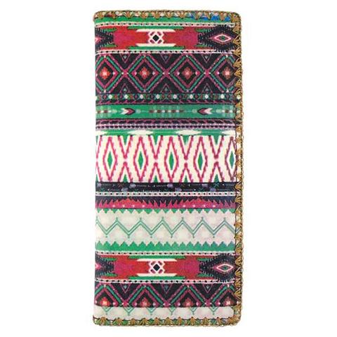 Aztec print vegan faux leather large flat wallet