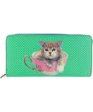 Coffee, tea or me cat faux leather large zipper wallet - Mlavi
 - 1