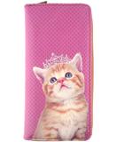 Princess cat with tiara faux leather large zipper wallet - Mlavi
 - 1