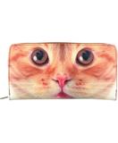 Brown eye cat faux leather large zipper wallet - Mlavi
 - 1