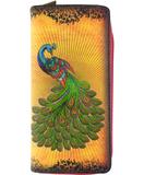 Tattoo style peacock print faux leather large zipper wallet - Mlavi
 - 1