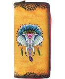 Tattoo style elephant print faux leather large zipper wallet - Mlavi
 - 1