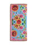 Mexican oilcloth inspired flora pattern vegan leather large wallet