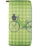 Retro bicycle print faux leather large zipper wallet - Mlavi vegan leather