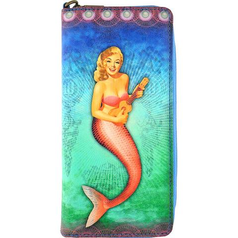 Shop Mlavi's retro pinup gilr style mermaid vegan leather small pouch. Wholesale available at /3e74ba1b4bacd089a58ff5987796ed8e/mlavi-mermaid-themed-vegan-bag-wallet-accessories-wholesale.html