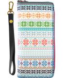 Nordic Scandinavian pattern print wrislet large zipper wallet
