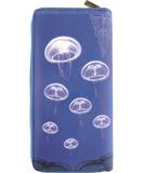 Jelly mermaid print faux leather large zipper wallet