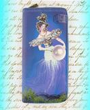 Jelly mermaid print faux leather large zipper wallet