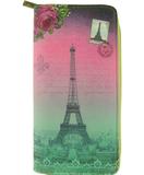 Paris Eiffel tower & macaron print faux leather large zipper wallet - Mlavi
 - 1